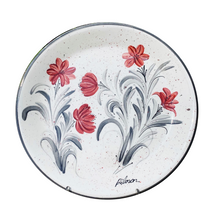 Load image into Gallery viewer, Ceramic Red and Gray Round Plate (free USA shipping included)