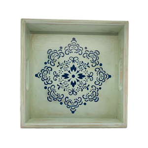 Beechwood Painted Tray with Mandala Design (free USA shipping included)