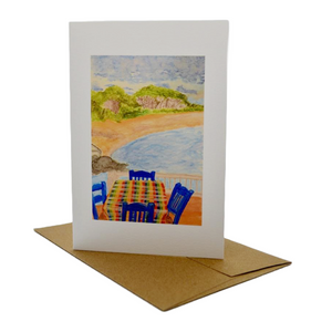 Greek Taverna on the Sea Greeting Card (free USA shipping included)