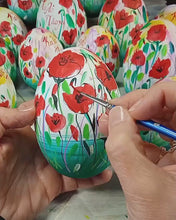 Load and play video in Gallery viewer, Easter Wooden Egg Poppies with Καλό Πάσχα (free USA shipping included)
