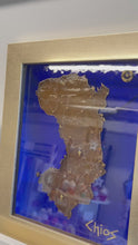 Load and play video in Gallery viewer, Handmade Glass Island Cutout Art with Frame: Chios/Χίος (free USA shipping included)