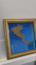 Load and play video in Gallery viewer, Handmade Glass Island Cutout Art with Square Frame: Corfu/Κέρκυρα (free USA shipping included)