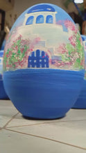 Load and play video in Gallery viewer, Easter Wooden Egg Santorini (free USA shipping included)
