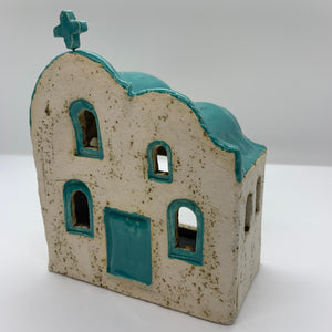 Large Rustic Stoneware Church Votive Holder (free USA shipping included)
