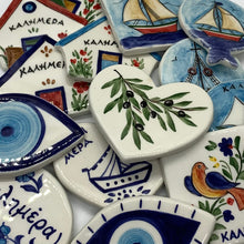 Load image into Gallery viewer, Ceramic Hand Painted Evil Eye Magnet - two designs (free USA shipping included)