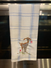 Load image into Gallery viewer, Embroidered Kitchen Towel: Blue Plaid Goat (free USA shipping included)