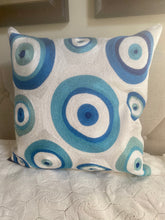 Load image into Gallery viewer, “Blue and Turquoise Matia” Pillow Cover (free USA shipping included)