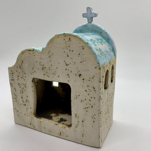 Large Rustic Stoneware Church Votive Holder (free USA shipping included)