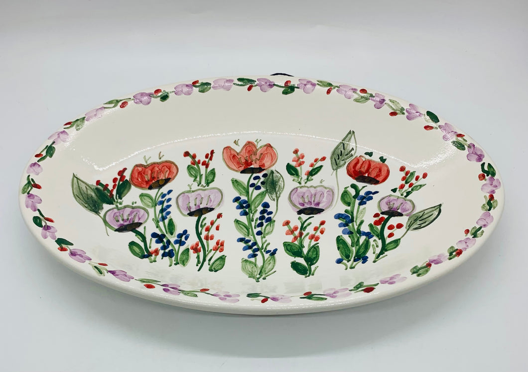 Ceramic Poppies Oval Platter (free USA shipping included)