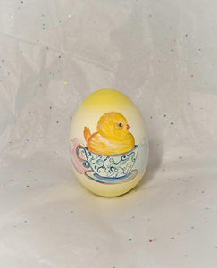 Easter Wooden Egg Chick in a Teacup (free USA shipping included)