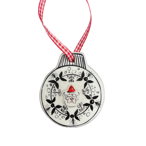 Ceramic Black and White Christmas Ornament: Ball (free USA shipping included)