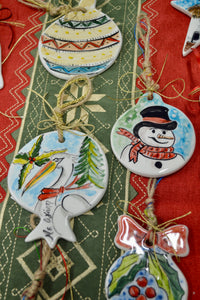 Ceramic Pomegranate Christmas Ornament—Multiple design and size choices (free USA shipping included)