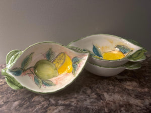 Ceramic “Leaf” Bowl with Lemons Design—Multiple choices (free USA shipping included)