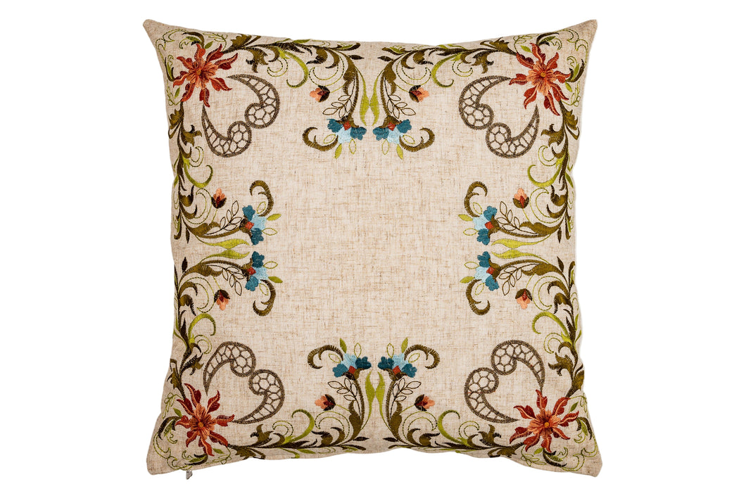 Embroidered Pillow Cover: “Corfu” (free USA shipping included)