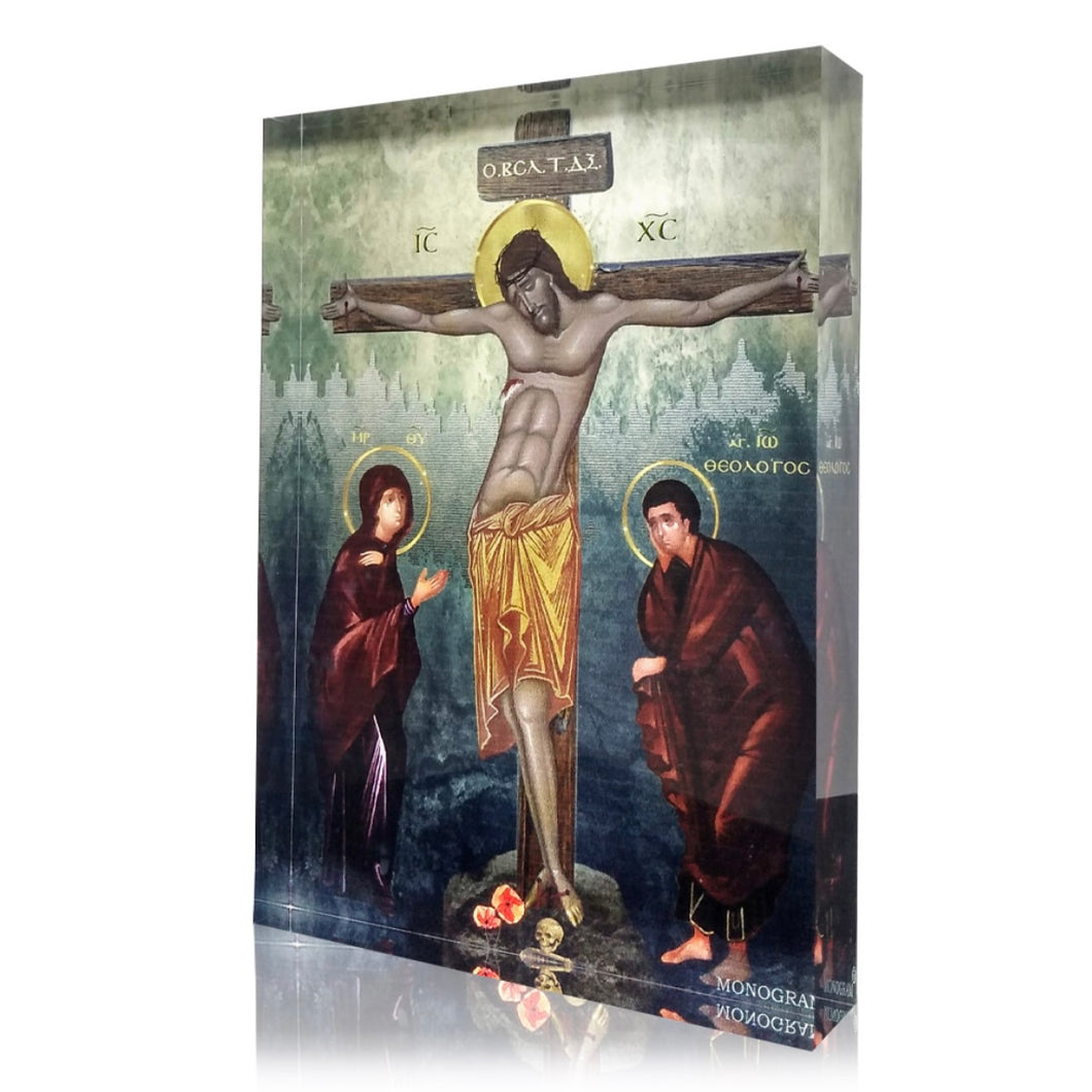 Plexiglass Orthodox Icon: The Crucifixion of Christ/Η Σταύρωση Ιησού Χριστού (free USA shipping included)