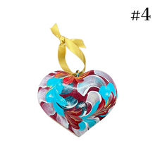 Load image into Gallery viewer, Wooden Painted Heart Ornament Multiple Design Choices—only one of each design (free USA shipping included)
