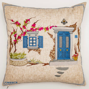 "Blue Door" Pillow Cover (free USA shipping included)