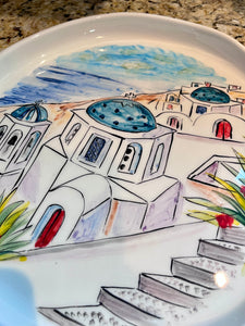 Ceramic 11.5” Round Platter Island Scene—Multiple design choices (free USA shipping included)