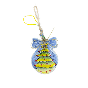 Ceramic Round Christmas Ornament with Bow—Multiple design and size choices (free USA shipping included)