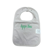 Load image into Gallery viewer, Embroidered Baby Bib “Agape Mou” Design—Multiple color choices (free USA shipping included)
