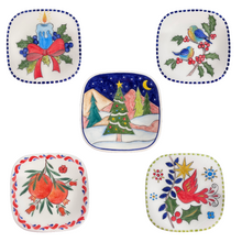 Load image into Gallery viewer, Ceramic Christmas Square Plate—Multiple design choices (free USA shipping included)
