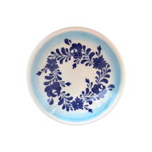 Load image into Gallery viewer, Ceramic 9.5” Shallow Bowl with Blue Floral Design (free USA shipping included)
