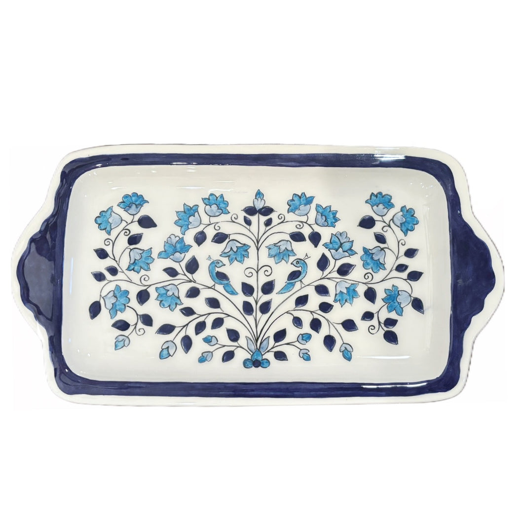 Ceramic Blue and White Tray with handles #2 (free USA shipping included)