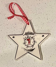 Load image into Gallery viewer, Ceramic Black and White Ornament: Star in 3 design choices
