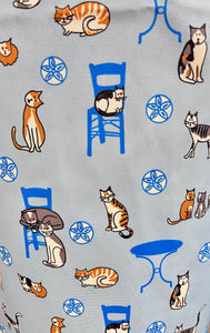 Apron Greek Cats Design Wipeable Fabric(free USA shipping included)