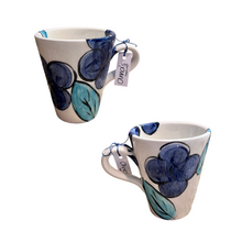 Load image into Gallery viewer, Ceramic Blue Flowers Mug—2 Shape Choices (free USA shipping included)
