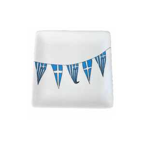 Ceramic Greek Penant Flags Square Tray (free USA shipping included)