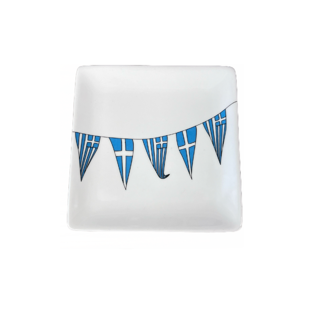 Ceramic Greek Penant Flags Square Tray (free USA shipping included)