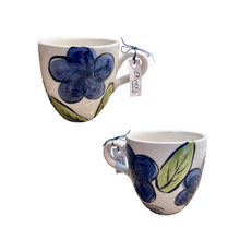 Load image into Gallery viewer, Ceramic Blue Flowers Mug—2 Shape Choices (free USA shipping included)
