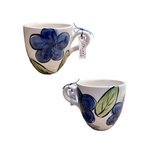 Ceramic Blue Flowers Mug—2 Shape Choices (free USA shipping included)