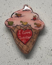 Load image into Gallery viewer, Ceramic Glazed Magnet: I Love Ice Cream

