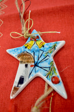 Load image into Gallery viewer, Ceramic Star Christmas Ornament—Multiple design choices (free USA shipping included)
