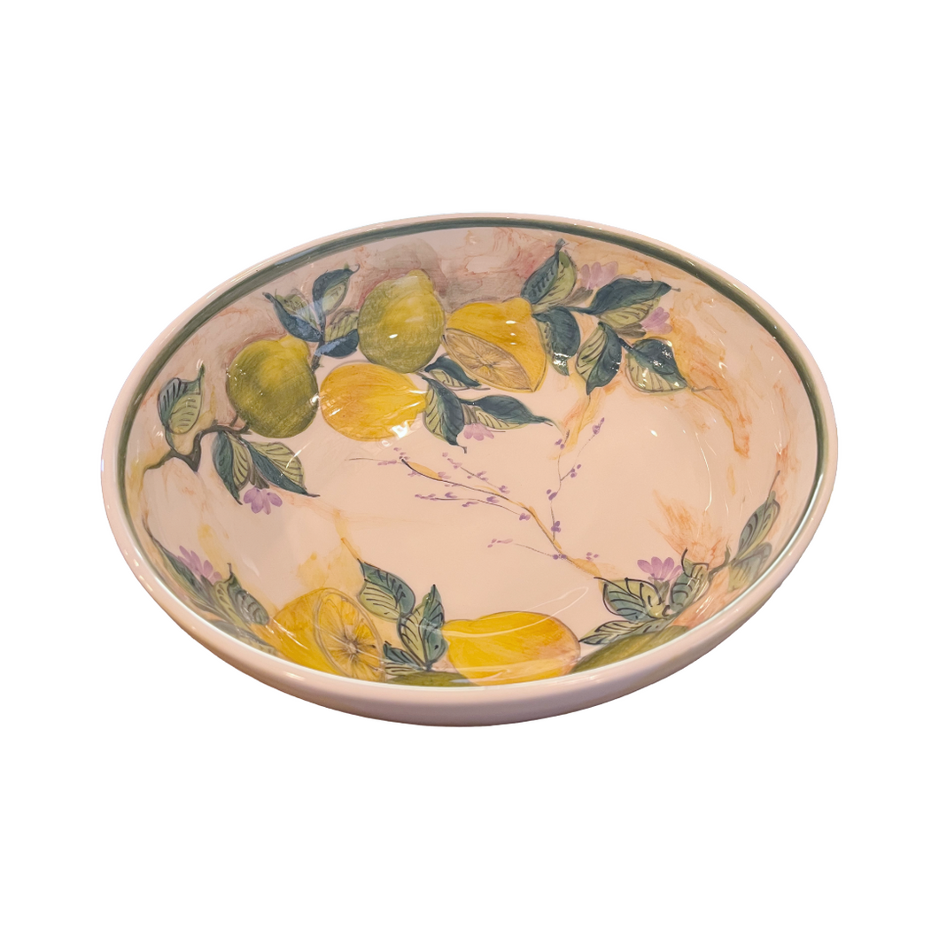 Ceramic Lemons and Pears Large Salad Bowl (free USA shipping included)