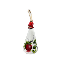 Load image into Gallery viewer, Ceramic Christmas Bell Ornament with Pomegranate Design (free USA shipping included)
