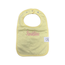 Load image into Gallery viewer, Embroidered Baby Bib “Kouklitsa” Design—Multiple color choices (free USA shipping included)
