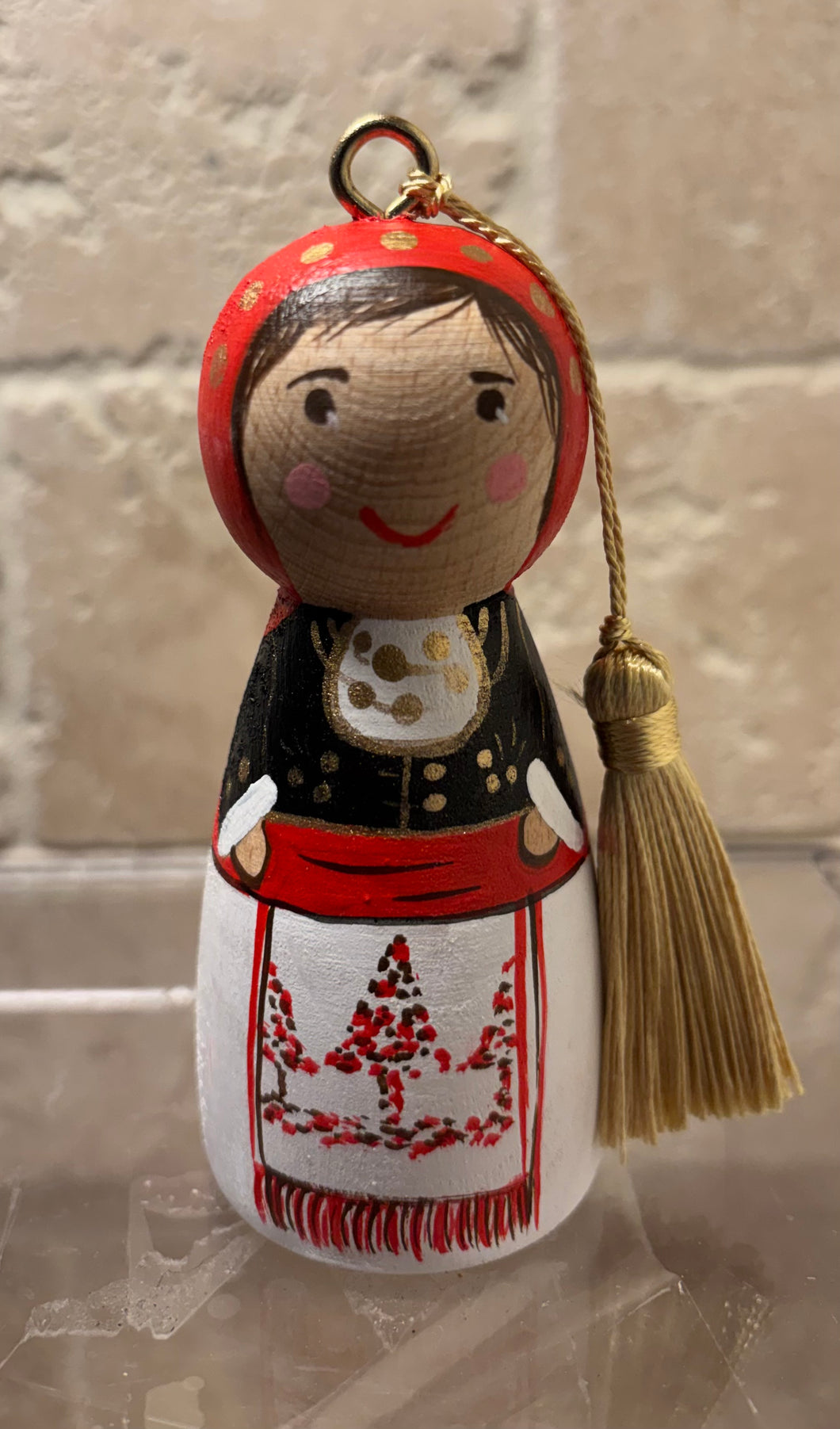 Hand-painted Wooden Figurine: Cretan Woman (free USA shipping included)