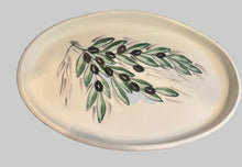 Load image into Gallery viewer, Ceramic 12” by 8” Oval Tray Olives Design (free USA shipping included)

