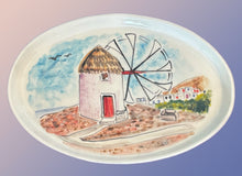 Load image into Gallery viewer, Ceramic 12” Shallow Oval Platter with Island and Village Designs (free USA shipping)
