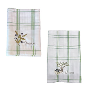 Embroidered Kitchen Towel: Olive Tree or Olive Branch (free USA shipping included)