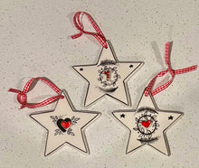 Load image into Gallery viewer, Ceramic Black and White Ornament: Star in 3 design choices
