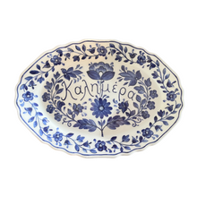 Load image into Gallery viewer, Ceramic Blue Καλημέρα/Kalimera Oval Platter—Multiple design choices (free USA shipping included)
