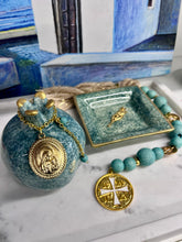 Load image into Gallery viewer, Ceramic Stone Green Pomegranate with Panagia Charm
