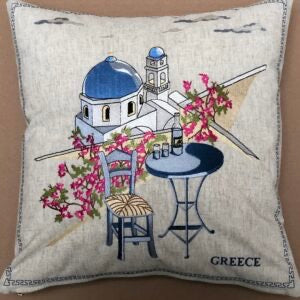 Embroidered Pillow Cover: “Table for One” (free USA shipping included)