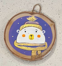 Load image into Gallery viewer, Wooden Handpainted Ornament: Christmas Bear
