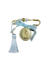 Load image into Gallery viewer, Filakto Pin with Panagia Oval Charm—Pink or Blue
