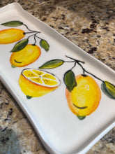 Load image into Gallery viewer, Ceramic Rectangular Tray—Lemons or Olives Design (free USA shipping included)
